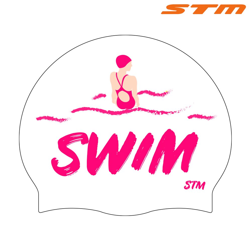 STM SWIM 수모 화이트 수영모자 수영모 디자인수모